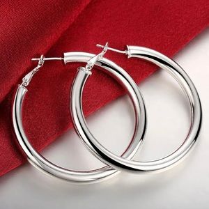 Women's 925 Sterling Silver Classic 2 inch Large Round Hoop Fashion Earrings H6
